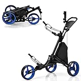 COSTWAY Golf Trolley, 3 Rad Golftrolley, Golfwagen Golf klappbar, Golfcaddy Golf Push Cart...