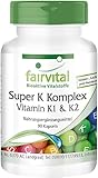 Fairvital | Vitamin K Komplex - Super K mit Vitamin K1 & K2 MK-7 - HOCHDOSIERT -...