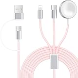 3 in 2 Ladekabel USB C Kabel für Apple Watch und iPhone, Ladegerät 120cm...