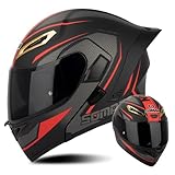 Motorradhelm Motorrad Klapphelm Integrierter Motorradhelm mit Anti-Fog-Doppelvisier...