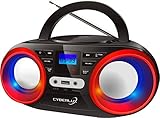 Tragbarer CD-Player | LED-Discolichter | Boombox | CD/CD-R | USB | FM Radio | AUX-In |...