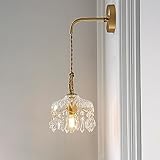 XIOUVI Glas Wandleuchte Gold Innen Wandlampe mit Schalter E14 Bettleuchte Moderne Wand mit...