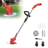 18000 U/min Akku-Rasentrimmer mit 2x12V 2000 mAh Battery, Rasenkantenstecher, kabelloser...