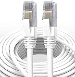 Elfcam® - 40 Meter Ethernet Kabel Cat 7 Rund, LAN/WLAN Kabel mit Vergoldetem RJ45...