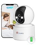 ctronics 【Akku-Kabellos】 2.5K 4MP Überwachungskamera Innen WLAN, PTZ IP Kamera Indoor...
