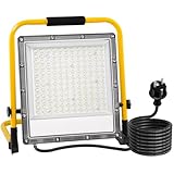 OUSIDE 150W LED Baustrahler mit Stativ, 4 m Gummileitung mit Schuko-Stecker, IP66...
