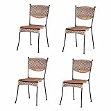 JHKZUDG Outdoor Essstuhl Set Von 4,Patio Rattan Stühle,Korbsessel des Weidenstapelbarer...