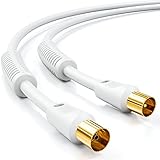 deleyCON 20m TV Antennenkabel Koaxial Kabel HDTV 4-fach Schirmung 2x Ferritkern...