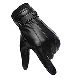 Winter Handschuhe Herren Faux Leder Warm Dick Vlies Winddicht Kälteschutz Thermal...