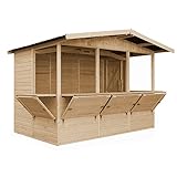 TIMBELA M150B Holz Gartenhaus, Marktbude Holz, Qualitäts Schiffslatten Kiefern Fichte...