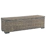 UTUMAX Möbelbox 120 cm Größe grau Kubu Rattan massiv Mangoholz