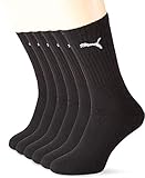 PUMA Unisex Sportsocken Cush Crew 6p Sportsocke, Schwarz, 43-46 EU