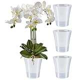 Santino 4er-Set Orchideentopf transparent mit selbstbewässerndem Dochtsystem - D 15 cm -...