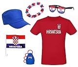 Fanpaket Kroatien T-Shirt Brille Autoflagge Hawaiikette Autoflagge Caxilrola Fanrassel...