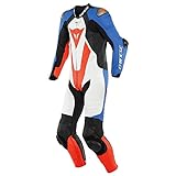 Dainese Laguna Seca 5 1-Teiler Perforierte Motorrad Lederkombi Weiß/Schwarz/Blau 58