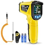 Infrarot Thermometer Laser MESTEK Temperaturmessgerät mit K-Sonde IR Pyrometer -50°C bis...