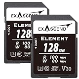 Exascend Element 128 GB V30 SD-Karte Ultra-HD 4K Video High Speed Speicherkarte SDXC...
