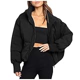 Lapirek Damen Puffer Jacke Kurz Schwarz Beige Winter Warm Gesteppte Dicke Winterjacke...