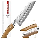 HEZHEN Santokumesser Damast,Japanischer Stil Kochmesser,Ultra-Scharfes...