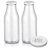 Geniess-Bar! 6 Milchflaschen 500ml mit 12 Deckel BPA frei Saftflaschen Glasflaschen 0,5L...