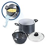 Genius Cerafit Magic Pot Kochtopf-Set 24cm - Topf 6,4l mit Siebeinsatz & Glasdeckel für...