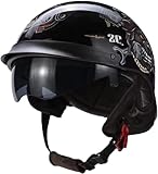 Motorrad Halbhelme Halbschalenhelm Mit DOT/ECE Genehmigt Motorradhelm Brain-Cap Halbschale...