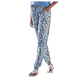 Damen Pant Lange Haremshose Schlupfhose Boho Strandhose Leicht Freizeithose Loose...