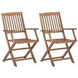 2 Stück Klappbare Gartenstühle aus Holz, Outdoor Klappbare Armlehne Stühle Outdoor...