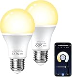 Fitop Alexa Glühbirnen Smart LED Lampen E27,WLAN Glühbirne Dimmbar, 9W Warmweiß Licht,...