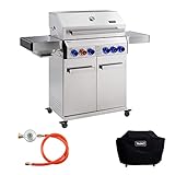 TAINO PLATINUM Gasgrill Set mit Abdeckhaube und Regler Grill-Set Edelstahl Piezozündung...