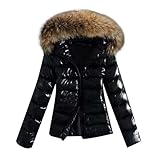 Beokeuioe Wintermantel Glänzender Daunenjacke Steppjacke Damen Winterjacke Kurze Outwear...