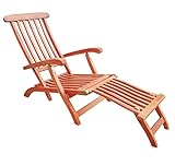 KMH Garten Deckchair aus massivem Eukalyptusholz - klappbar - Fußteil aushängbar - 190...