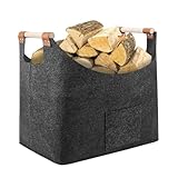 Kaminholzkorb mit Griffen, Holzaufbewahrungskorb, Kaminholztasche, Holzaufbewahrung,...