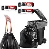 Oungy 60 Stück(3 Rolle) Schwerlast Müllsäcke 100 L, Mülltüten mit Praktischem...