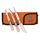 'KIRSCHEN' Werkzeuge 3307000 | Kirschen-Schnitzmessersatz in Veloursleder-Tasche, 3-teilig...