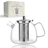 LIBWYS Teekanne 1000ml mit Abnehmbarem Siebeinsatz，teekanne glas aus Hitzebeständigem...