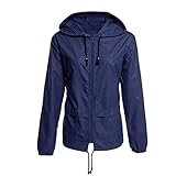 Leicht Regenjacke Damen Wasserdicht Atmungsaktiv Faltbar Windbreaker Mit Kapuze...