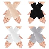 4 Paar Sunblock Fingerlose Handschuhe Sonnenschutzhandschuhe Damen Fingerless Gloves UV...