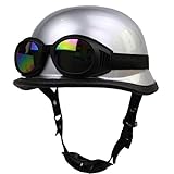 Halbschalenhelm im Deutschen Vintage-Stil, offener Helm mit Brille, Cruiser, Chopper,...