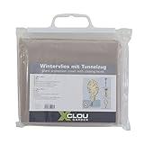 Xclou Wintervlies mit Tunnelzug, ca. 1,8 x 1,2 m, Pflanzenschutz mit ca. 50g /m², beige