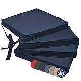 Beautissu Loft SK Stuhlkissen 45x40 cm Blau - 4er Set Stuhlpolster mit Bändern Sitzkissen...