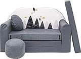 all4all Kindersofa Schlafsofa 3in1 Velo Spielsofa für Kinder Sofa zum Aufklappen Funzy...