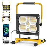 LED Baustrahler,100WLED Strahler Akku Arbeitsleuchte,3 Lichtmodi, LED Arbeitsleuchte, IP65...