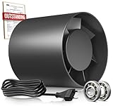 BUMSOU Rohrventilator 100mm, Leise Rohrlüfter mit Doppelkugellagermotor...