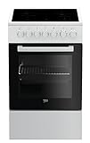 Beko FSM57100GW Elektro-Herd mit Glaskeramik-Kochfeld, Freistehend, b100, 50 cm Standherd,...