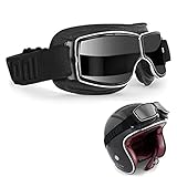 Motorradbrille PU Leder Sonnenbrillen Retro Radbrille Helmbrille Fliegerbrille Herren...