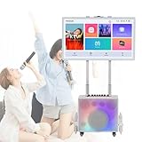 Karaoke-Maschine, Tragbares Bluetooth PA-Lautsprechersystem mit 32 Zoll Touch-Tablet, 2...