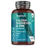 Kalzium, Magnesium & Zink - 400 Tabletten mit Vitamin D3, K2, Selen, Mangan, Bor -...