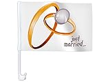 Autoflagge Autofahne 10er Set Hochzeit 'Just Married' (Afl-10a) - Maße: 45 x 28 cm, hält...