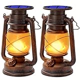 Led Vintage Solar Laterne Solar-LED-Sturmlampe Warmweiß Ultra Helle Solarlaterne für...